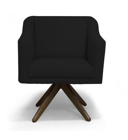 Imagem de Kit 02 Poltronas Gabriela Suede Preto Base Giratória - Meu Lar Decorações