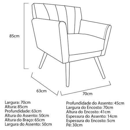 Imagem de Kit 02 Poltronas Laura Pés Palito Linho - Amarena Móveis