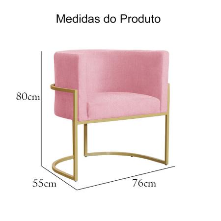 Imagem de Kit 02 Poltronas Luana Base em Metal Suede Cores - DS Estofados