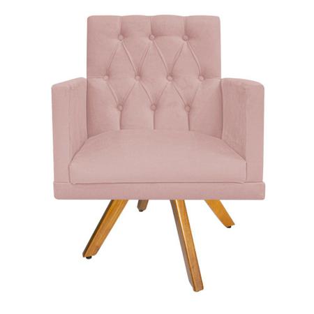 kit 02 Poltronas Nanda Base Giratória de Madeira Suede Rosê - KDAcanto Móveis Imagem de kit 02 Poltronas Nanda Base Giratória de Madeira Suede Rosê - KDAcanto Móveis