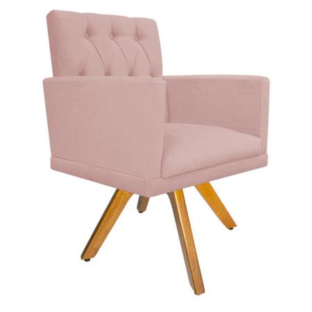 kit 02 Poltronas Nanda Base Giratória de Madeira Suede Rosê - KDAcanto Móveis Imagem de kit 02 Poltronas Nanda Base Giratória de Madeira Suede Rosê - KDAcanto Móveis
