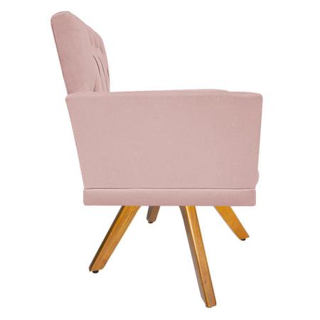 kit 02 Poltronas Nanda Base Giratória de Madeira Suede Rosê - KDAcanto Móveis Imagem de kit 02 Poltronas Nanda Base Giratória de Madeira Suede Rosê - KDAcanto Móveis