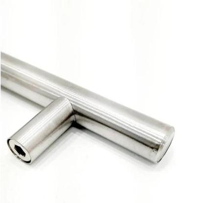Imagem de Kit 02 Puxadores Tubular Haste Aço Inox 96mm Escovado Móveis