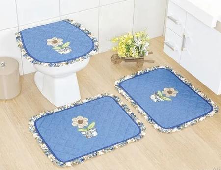 Imagem de Kit 02 Tapete Banheiro 3pcs Atoalhado Elegance Piso Sortidos