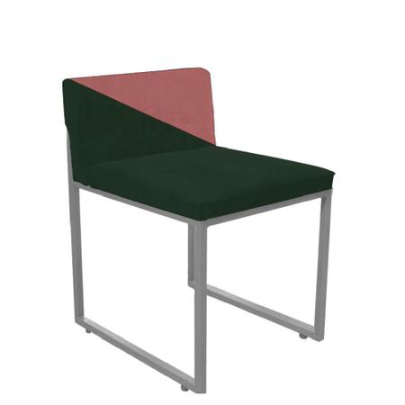 Imagem de Kit 03 Cadeira Office Lee Duo Sala de Jantar Industrial Ferro Prata Suede Verde e Rose Gold - Ahz Móveis