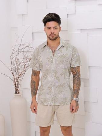 Kit 03 Camisa Floral Slim Masculina Moda Praia Social - Tbasics