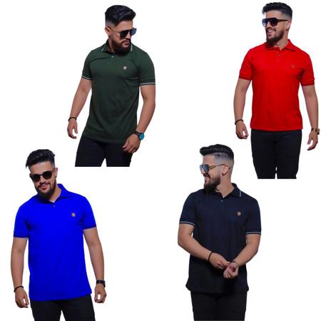 Imagem de Kit 03 Camisetas Gola Polo Masculina Algodão