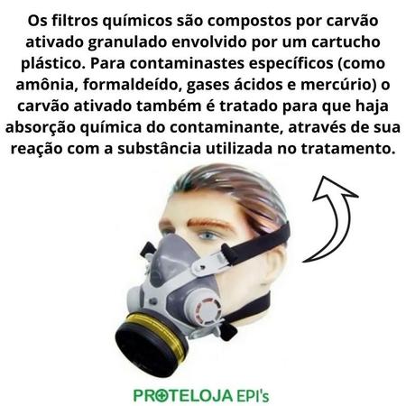 Imagem de Kit 03 Máscara Respirador Para Proteção Química Gases VOGA Facial 1/4 Com 1 Filtro para pintura contra vapores organicos absorção quimica gases acidos