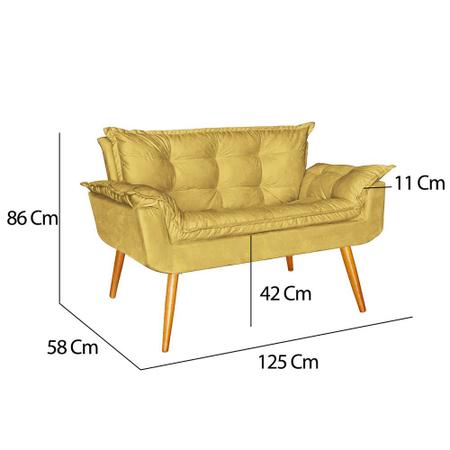 Imagem de Kit 03 Namoradeira Sofá Opala Sala Escritório Recepção Quarto Suede Amarelo - Ninho Decor