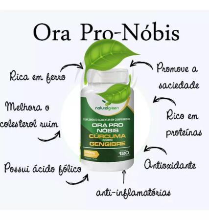 Imagem de Kit 03 Ora-Pró- Nobis Curcum Gengibre 120 Comprimidos Cada