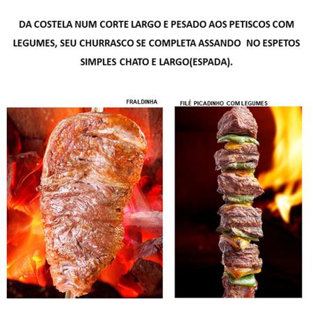 Espeto Duplo 70cm De Inox Com Cabo Madeira - Churrasco