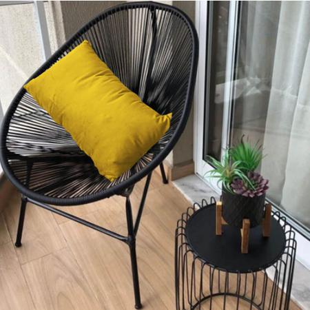 Kit 03 Poltrona Cadeira Acapulco Sala Jardim Varanda Preto Com Almofada Quadrada Suede Amarelo - Ahazzo Móveis Imagem de Kit 03 Poltrona Cadeira Acapulco Sala Jardim Varanda Preto Com Almofada Quadrada Suede Amarelo - Ahazzo Móveis