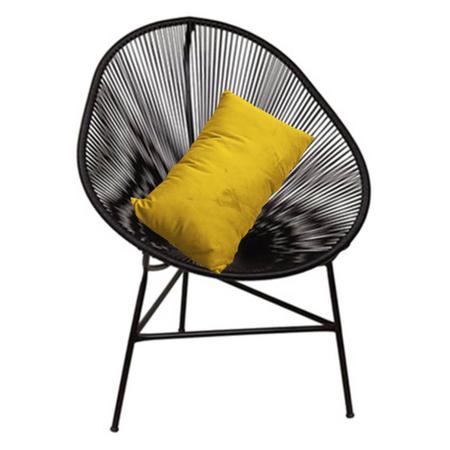 Kit 03 Poltrona Cadeira Acapulco Sala Jardim Varanda Preto Com Almofada Quadrada Suede Amarelo - Ahazzo Móveis Imagem de Kit 03 Poltrona Cadeira Acapulco Sala Jardim Varanda Preto Com Almofada Quadrada Suede Amarelo - Ahazzo Móveis