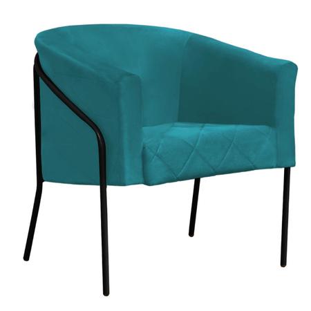 Kit 03 Poltrona Cadeira Roni Luxo Industrial Ferro Preto Suede Azul Turquesa - Ahz Móveis - AHAZZO MÓVEIS Imagem de Kit 03 Poltrona Cadeira Roni Luxo Industrial Ferro Preto Suede Azul Turquesa - Ahz Móveis