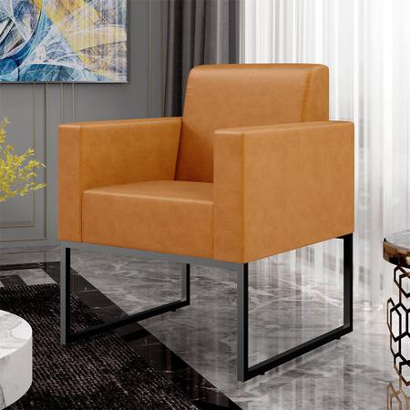 Kit 03 Poltronas Decorativas Sala Base fixa Metal Helô L02 Sintético Whisky - Lyam Decor Imagem de Kit 03 Poltronas Decorativas Sala Base fixa Metal Helô L02 Sintético Whisky - Lyam Decor