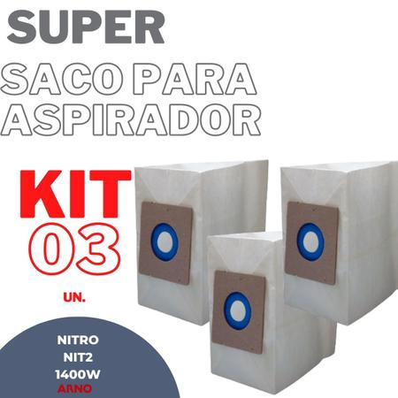 Imagem de Kit 03 Saco Coletor Aspirador Arno Nitro Nit2 1400w Refil Descartável