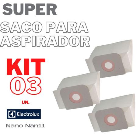 Imagem de Kit 03 Saco Coletor Aspirador Electrolux Nano Na11 1000W Refil Descartável