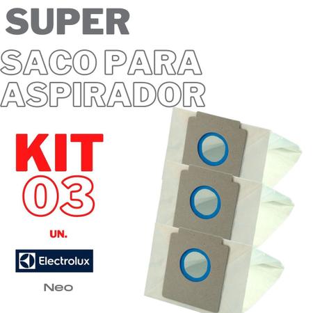 Imagem de Kit 03 Saco para aspirador de pó modelos Electrolux-Neo / Listo / Pet Lover Refil Descartável Eletrolux