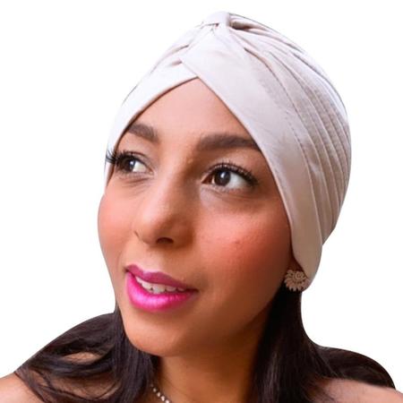 Imagem de Kit 03 Turbante Touca Gorro Chapéu Fechado Indiano Feminino Elegante Lisos Sortidos