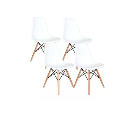 Imagem de Kit 04 Cadeiras De Jantar Charles Eames Dkr Eiffel cor Branco BERING