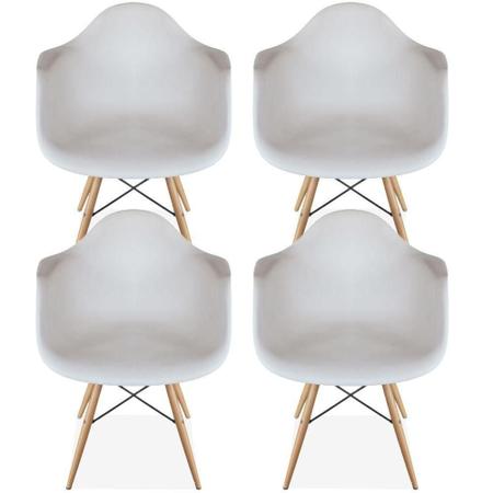 Imagem de Kit 04 Cadeiras Decorativa Eiffel Melbourne F03 Branco com Pés de Madeira - Lyam Decor