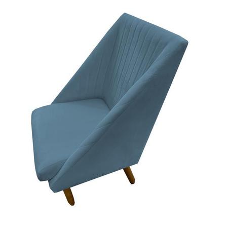 Imagem de kit 04 Cadeiras Para Sala De Jantar Ana Pés Palito Suede Azul Tiffany - D'Classe Decor