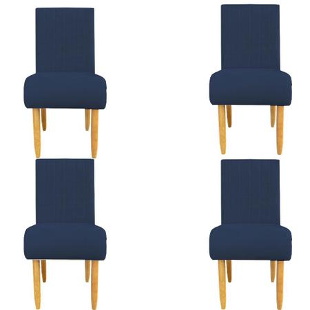 Imagem de Kit 04 Cadeiras Para Sala de Jantar Stela Pés Palito Suede Azul Marinho - D'Classe Decor