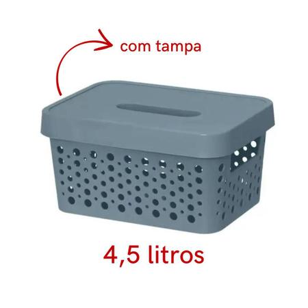 Imagem de Kit 04 Caixas Organizadoras 4,5 Litros Com Tampa 3 Cores