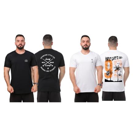 Imagem de kit 04 Camisetas Camisas Masculinas Gola Redonda 100% Algodão