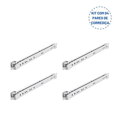 Kit 04 Corrediças de Roldana Branca Blum Gaveta Móveis 50cm Imagem de Kit 04 Corrediças de Roldana Branca Blum Gaveta Móveis 50cm