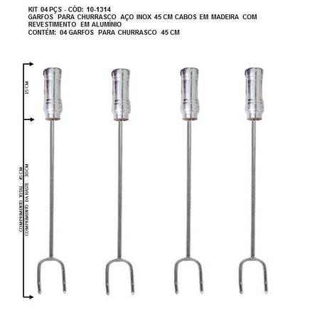 GARFO GRANDE 45CM EM ALUMINIO COM CABO MADEIRA 15CM