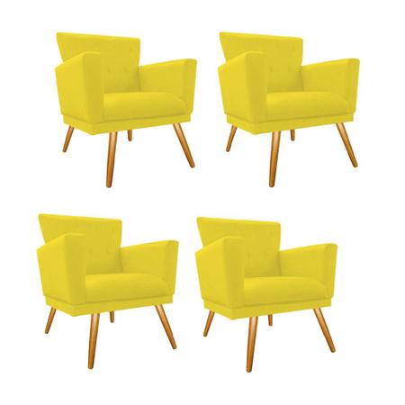 Kit 04 Poltrona Cadeira Mind Decorativa Recepção Sala De Estar Suede Amarelo - DAMAFFÊ MÓVEIS - DAMAFFE MÓVEIS Imagem de Kit 04 Poltrona Cadeira Mind Decorativa Recepção Sala De Estar Suede Amarelo - DAMAFFÊ MÓVEIS