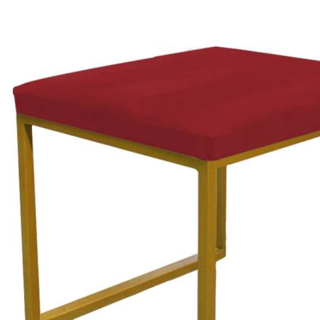 Imagem de Kit 04 Puff Banqueta Stan Para Penteadeira Sala De Jantar Industrial Ferro Dourado Suede Vermelho - Ahazzo Móveis