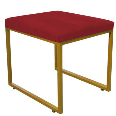 Imagem de Kit 04 Puff Banqueta Stan Para Penteadeira Sala De Jantar Industrial Ferro Dourado Suede Vermelho - Ahazzo Móveis