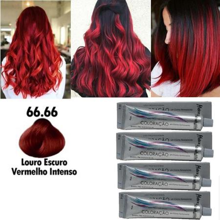 Imagem de Kit 04 Tinta Coloração Vermelho Intenso N66.66 Mairibel 60G