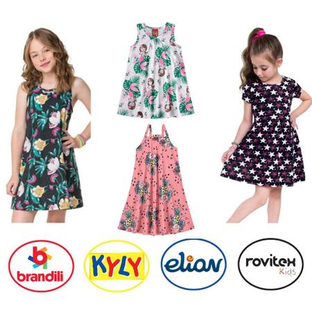 Imagem de Kit 04 Vestidos Infantil/Juvenil de Marca Kyly/Brandili/Rovitex/Elian