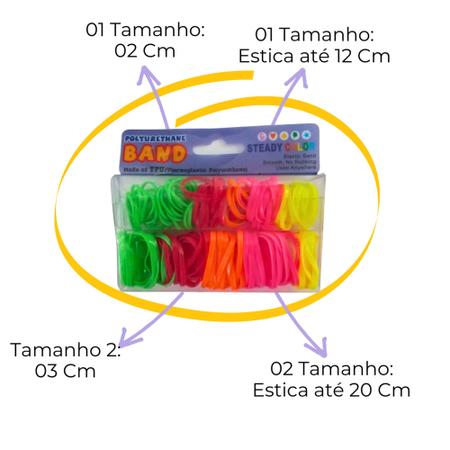 Imagem de kit 05 pacotes de Elastico De Cabelo Rabicó De Silicone 2 Tamanhos Trança Pet