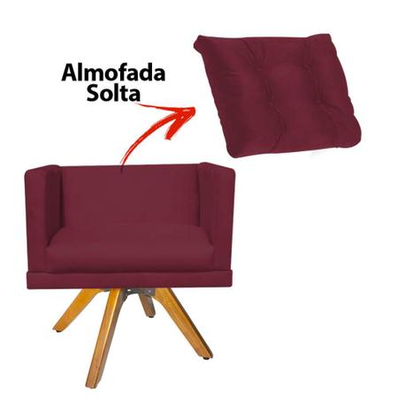 Imagem de Kit 05 Poltrona Lucia Confort Base Giratória Caramelo Com Almofada Sala Recepção Escritório Suede Bordô - KDAcanto Móveis