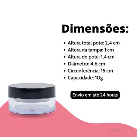 Kit 05 Potes Para Maquiagem Pó Translucido Facial 10g. - Embanet Comercio De Embalagens Imagem de Kit 05 Potes Para Maquiagem Pó Translucido Facial 10g.