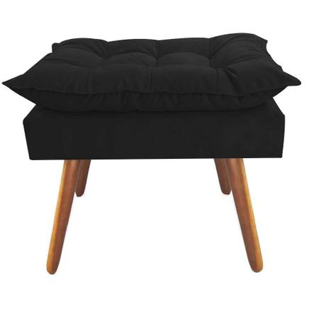 Imagem de Kit 05 Puff Opala decorativo  Pés em Madeira Sala de Estar Recepção Escritório Suede Preto - Damaffê Móveis