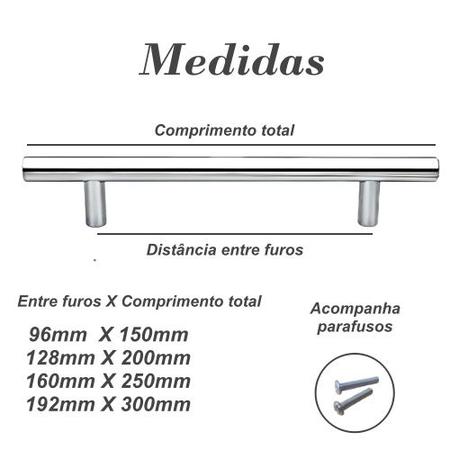 Imagem de Kit 05 Puxador Haste Inox 160mm Polido Redondo Móveis