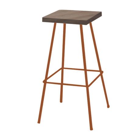 Imagem de Kit 06 Banquetas Alta Eliza 75cm Industrial Para Cozinha Ferro Bronze 100% MDF Castanho - Ahazzo Móveis