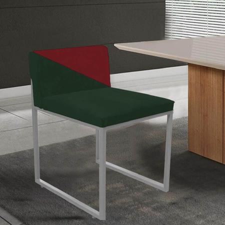 Imagem de Kit 06 Cadeira Office Lee Duo Sala de Jantar Industrial Ferro Prata Suede Verde e Vermelho - Ahz Móveis