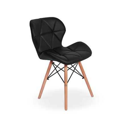 Imagem de Kit 06 Cadeiras Charles Eames Eiffel Slim Wood Estofada - Preta