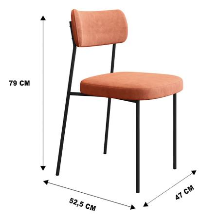 Imagem de Kit 06 Cadeiras de Jantar Nile Veludo Terracota Base de Ferro Preto - D'Rossi