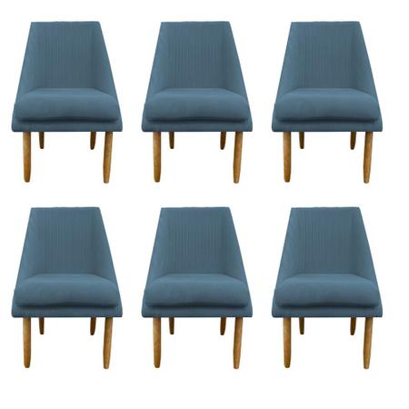 Imagem de kit 06 Cadeiras Para Sala De Jantar Ana Pés Palito Suede Azul Tiffany  - D'Classe Decor