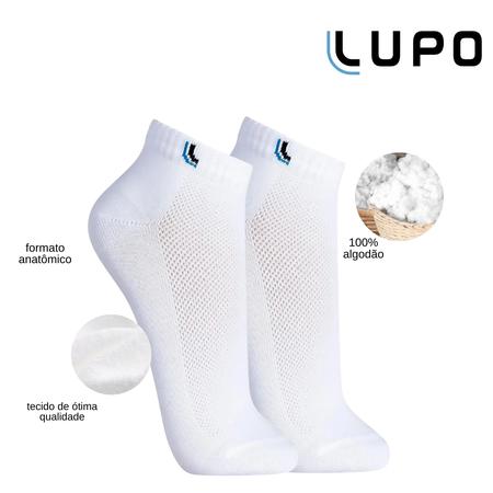 Imagem de Kit 06 Pares De Meias Lupo Original Sport Cano Curto Masculina Unissex Algodão Tamanho 33 ao 44 Soquete Academia