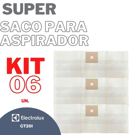 Imagem de Kit 06 Saco Aspirador Electrolux GT20i Inox 1500 Descartável