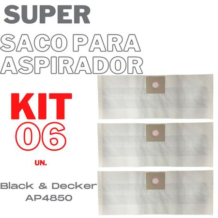 Imagem de Kit 06 Saco Coletor Aspirador Black&Decker AP4850 BR