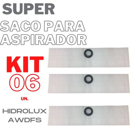 Imagem de Kit 06 Saco De Aspirador De Pó Electrolux Hidrolux AWDFS Refil Compatível Descartável